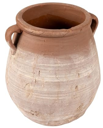 Creative Co-Op Large Orange & Whitewashed Terracotta Urn