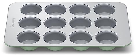Caraway Non-Stick Ceramic 12-Cup Muffin Pan - Naturally Slick Ceramic Coating - Non-Toxic, PTFE & PFOA Free - Perfect for Cupcakes, Muffins, and More - Sage