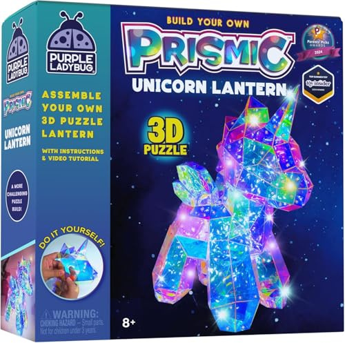 PURPLE LADYBUG Make Your Own 3D Light Up Unicorn Craft Kit - Unicorn Gifts for Age 12+, Unique Girls Birthday Presents, Creative Gifts for Teenage Girl Age 13-15, Fun Arts and Crafts for Kids