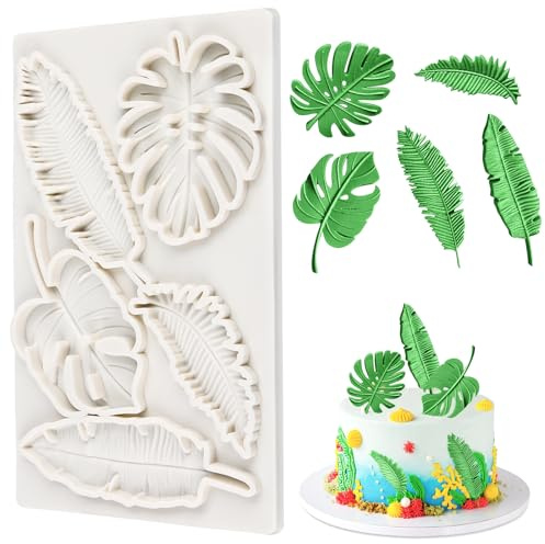 3D Blad Silikonform för Fondant - Mini Palmblad Bakform för Kaka Dekorering - Gjutformar