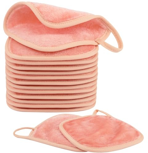Nineigh 15 Stück Abschminktücher Waschbar, 15 x 15 cm Abschminktuch aus Mikrofaser Wiederverwendbare Abschminkpads Waschbar, Mikrofaser Gesichtsreinigungstuch für Daily Travel Erase Cosmetic, Orange