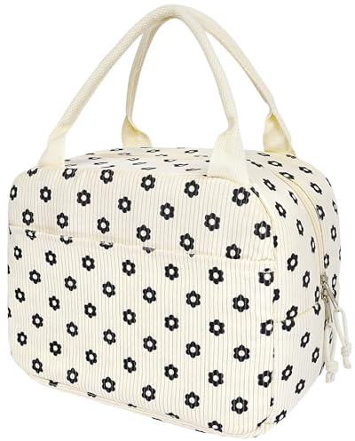 Ainiv 9.3L Bolsa Almuerzo Mujer, Bolsa Térmica Pana de Gran Capacidad para Adultos y Niños Lonchera Portátil con Estampado para Trabajo, Escuela, Picnics, Viajes, Playa y Otras Ocasiones