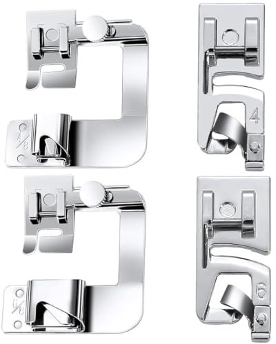 IKOPFLN Nähfuß Set 4/8 & 6/8 Rolled Saum - Multifunktional Nähmaschinen Zubehör | Edelstahl 3-6mm Breite | Kompatibel mit Brother Singer | Professionelle Näh Presser Fuß Universal