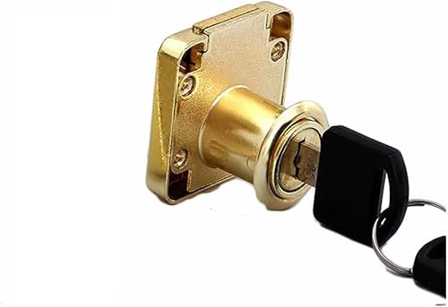 TOP-VIGOR 2Pcs Security Cam Lock, 20mm Zinc Alloy Security Cabinet Lock Cylinder Drawer Cupboard Mailbox Lock with 4 Keys for Household Office, Keys Alike, Gold