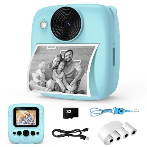 kamera Sofortbildkamera, Kamera mit 32GB Karte & 4 Bände Druckpapier, 48MP Sofortbildkamera mit 1080P Digitalkamera für , Geschenke für Mädchen und Jungen von 3 bis 12 Jahre