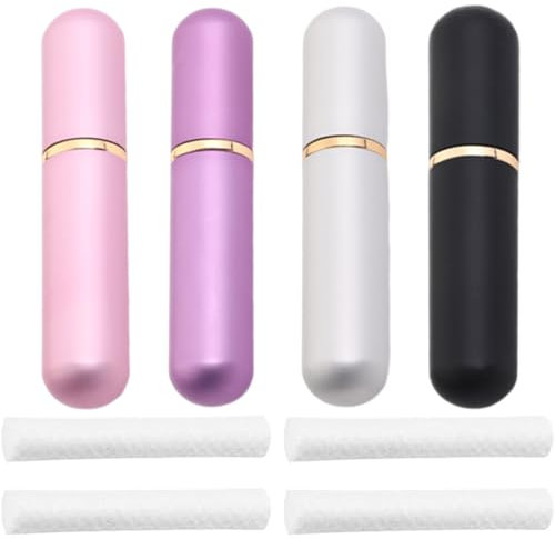 JAWUZ 4 Piezas Inhalador Nasal,Con 4 Mechas De Algodón, Inhaladores Nasales,Buena Higroscopicidad Rellenables Para Aromaterapia Tubos De Aceite Esencial Varillas Vacías Aromáticas(A)