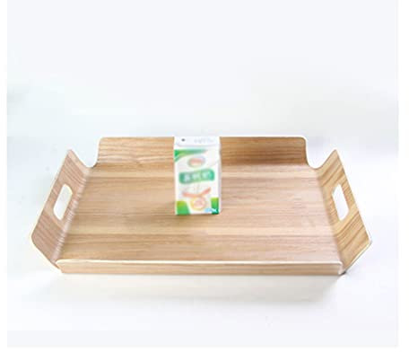 Bandeja de comida Bandeja de servir y bandeja, placa de servicio curvada de madera rectangular con asa Bandeja de aperitivos, bandeja de desayuno, elegante decoración de granja que sirve bandejas