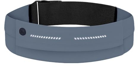 Embhlitfe Running Belt for Women and Men, Waterproof Multi-Pocket Phone Holder Running Pouch, Sweatproof Waist Pack with Large Capacity for Running, Hiking (Grey)