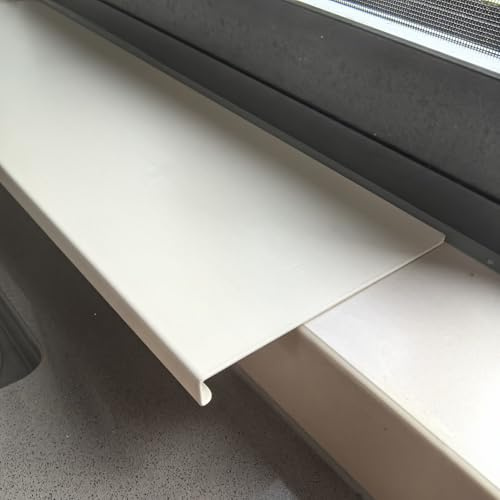 EXCLURA Carbon Steel Window Sill Extender, 6/8/10 inch Wide Window Ledge Extender Plate, Detachable Kitchen Window Shelf for Narrow Windowsill(Beige,L40cm(15 3/4)-W15cm(5 7/8))