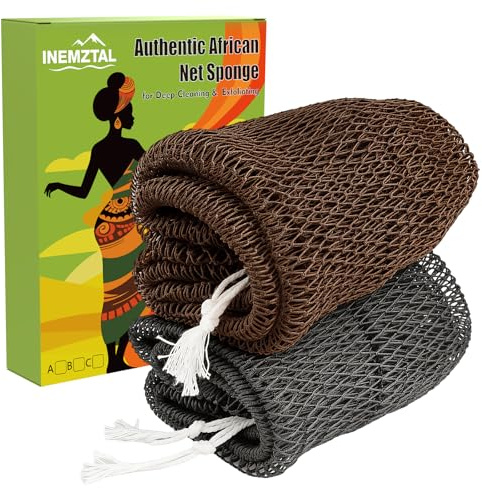 African Net Sponge, set di 2 spugne africane in rete con confezione regalo, spugna per doccia e spugna luffa per pulizia profonda, regalo per la festa della mamma e la festa della donna