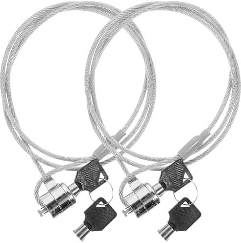 BUTIFULSIC Candado Portátil Cable de Acero de 1,12 M, Juego de 2 Unidades Llave, Cierre Antirrobo para Computadora Portátil, Accesorio de Seguridad para Oficina y Uso Exterior