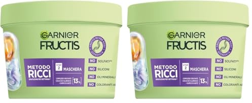 Garnier Fructis Maschera Idratante, Per Capelli Ricci Definiti e Idratati, Arricchita con Acido Ialuronico e Burro di Karité, Metodo Ricci, 370 ml (Confezione da 2)