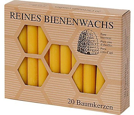 Bienenwachskerzen, Baumkerzen 60 Stück aus 100% reinem Bienenwachs, 100/13 mm, Christbaumkerzen, Pyramidenkerzen, Weihnachtsbaumkerzen, Tannenbaumkerzen