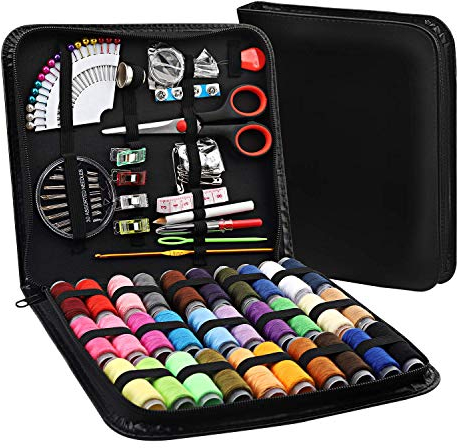 KZGRIT Nähset mit 112 Nähzubehör, 30 Garnrollen Enthalten, Komplettes Nähzeug Nähkästchen für Zuhause/Reisen/Erwachsene/Kinder/Anfänger/Notfalleinsatz (Schwarz)