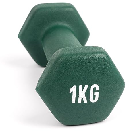 MYGA Hex Dumbbells - Single Neoprene & Cast Iron Hexagonal Dumbbell Hand Weights for Women and Men at Home & Gym - Weight: 1 kg