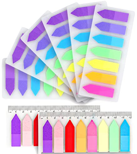 SZXMDKH 8 Pack Index Tabs with Ruler (Total 1160 Pcs), Writable Sticky Notes, Translucent Book Annotation Page Markers for School Office, 1160pcs