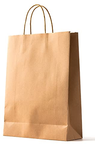 PAKNOR® 24stk Braun Papiertüten mit Henkel - 24 x 31 x 11 cm, Papiertragetasche mit Kordelgriff, Geschenktüten, Kraftpapiertüte, DIY Adventskalender (Braun, 24 x 31 x 11cm - 24stk.)