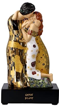 Goebel Gustav Klimt Sammlerfigur Der Kuss aus Porzellan, Maße: 11cm x 7cm x 18cm, 66-488-96-1, Schwarz