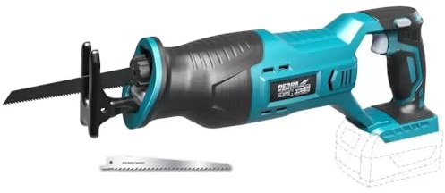 DEDRA Sierra de sable con batería, cola de zorro, 18 V, altura de elevación de 25,4 mm, 2800 rpm, agarre suave, ergonómico, ligero, en caja de cartón, sin batería ni cargador, sierra universal con