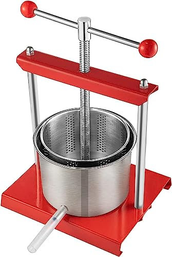 HACSYP Torchio per UVA Pressa for Vino da Frutta, pressa for UVA da 5,5 Litri, pressa for Succo Manuale con Botti in Acciaio Inossidabile, for Succo, Succo di Erbe, Sidro, Vino, Olio d'oliva