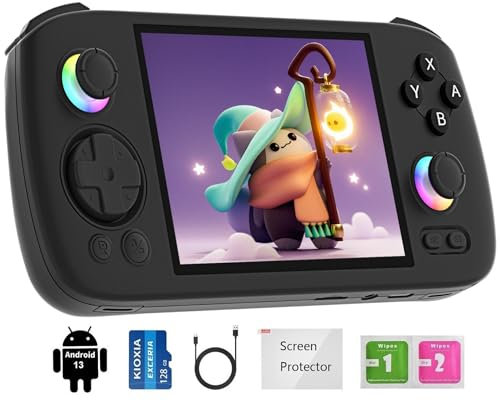 RG406H Console di gioco portatile retrò, sistema Android 13 Unisoc T820 processore touch screen da 4,0 pollici, supporto 1080 DP uscita 5G WiFi con scheda SD 128G (nero)
