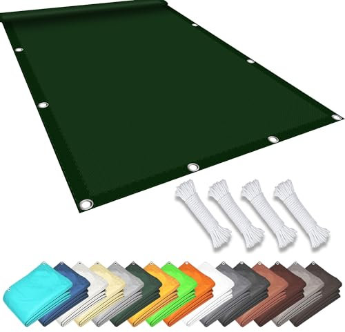 Water Resistant Sail Shade 2.1 x 2.3 m Weather Resistant Durable Perfect Garden Screening Shade Netting with Grommets and Rope for Pergola Party, Dark Green