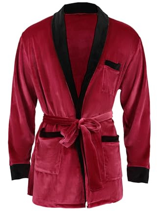 Xinxiaomeng 5Pcs Red Robe Jackets Adult Mens Captain Hugh Hefner Bunny Jacket Couples Costume Halloween Outfit Accessories, Red, Medium/Large