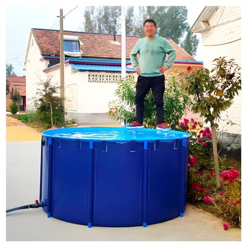 UZAMIRLEX Lago Artificiale Pieghevole, Laghetto for Pesci Pieghevole Fuori Terra in PVC Rotondo Blu 2,5x1,2 m