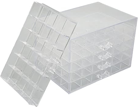Sunicon Caja de almacenamiento transparente 120 cuadrículas, 5 capas Cajones de cajones desmontables Case de contenedor de joyería para aretes