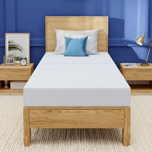 EGOHOME 6 Inch Twin Mattress for Kids, Gel Memory Foam with Charcoal, Fiberglass Free, CertiPUR-US Certified, Temperature-Regulating, Washable Cover, Medium Firm, Bed in a Box, 75x38x6
