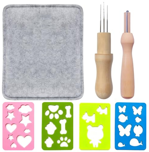 Kit Completo per Infeltrimento a Secco - Tappetino in Feltro, 2 ferri in feltro in legno, Ideale per Principianti e Artigiani Esperti e Accessori, Dimensioni Tappetino 25 * 20cm