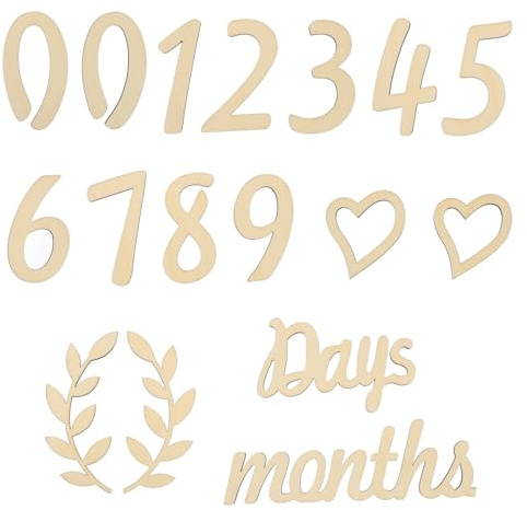 GARIOUANS Jeu de 17 Cartes Mensuelles en Bois Naturel Cartes de Naissance Bébé Numéros de Jalons pour Photos de Croissance Décoration Anniversaire 1 an Accessoires Photo Bébé