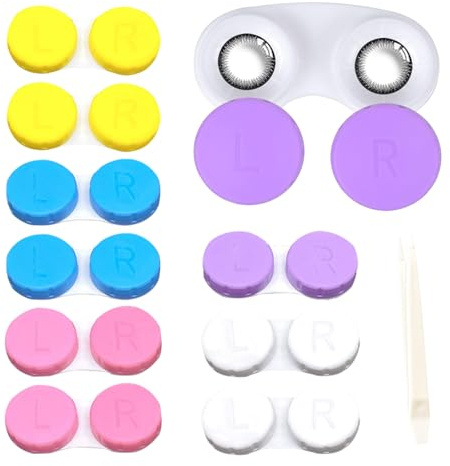 Vexorlian 10 Packs Contact Lens Cases, Durable Lenses Box with L/R Caps for Travel Home Outdoor