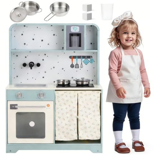 Cocina infantil, diseño de casa, color rosa, horno, cocina, fregadero, cajones, XXL, utensilios de cocina, para niñas y niños a partir de 3 años, madera