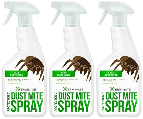 Xterminate Dust Mite Spray 3 x 1L HSE Approved and Licensed Killer Treatment Non-Staining. Ideal for Carpets, Upholstery, Bedding etc. Treats & Controls Re-infestation. Helps Prevent Allergies