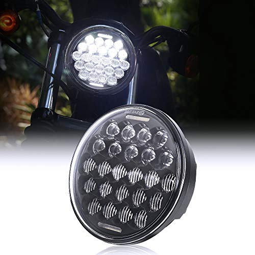 Tugwuetlwu 5.75 5 3/4 Motorcycles Led Headlight Compatible with Harley Davidson Sportster Dyna Iron 883 Street Bob Triple Low Rider Wide Glide Headlamp with High/Low Beam & DRL -Black