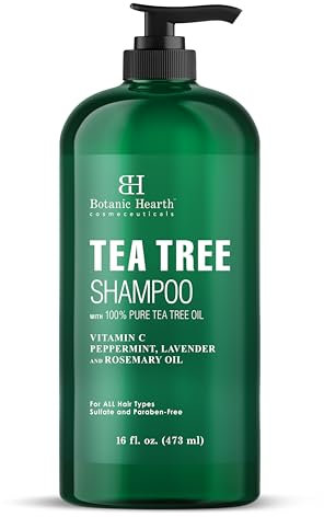 Botanic Hearth Teebaum-Shampoo (Tea Tree Shampoo), Vitamin C, Pfefferminze, Lavendel- und Rosmarinöl, bekämpft Schuppen und trockene Kopfhaut, 16 fl oz