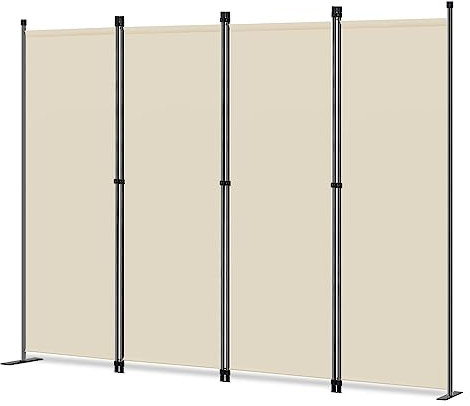 Angel Living Paravent Protective Screens Folding Room Divider Privacy Screen Panels (Beige, 4 Panels)