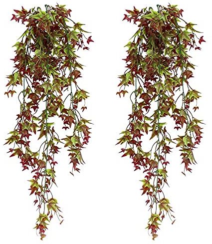 TIANLIN 2 Stück Hängepflanze Künstlich, 80cm/2.62ft Künstliche Hängepflanzen Außen, Herbstdeko Outdoor für Zuhause Hochzeit Kamin Party Weihnachten