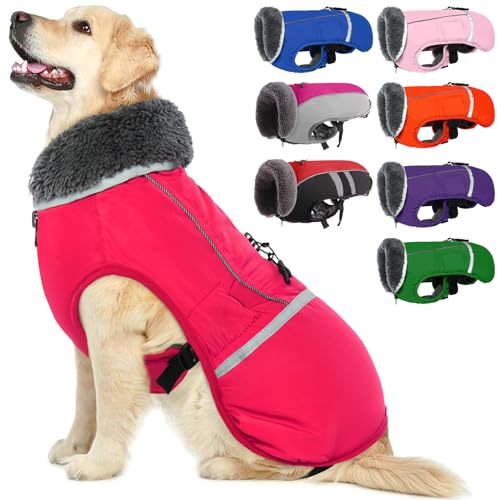 QBLEEV Hundewintermantel, warm, reflektierende Hundejacke, Rollkragen, wasserdicht, für kaltes Wetter, dickes Fleecefutter Hund-, Haustierbekleidung, Weste, Schneeanzug für alle Hundegrößen, Größe S
