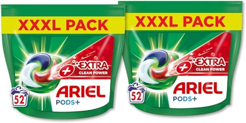 Ariel All-in-1 PODS Capsule di lavaggio, 104 lavaggi (2 x 52 capsule), potere pulente extra, pulizia profonda e rimozione extra delle macchie
