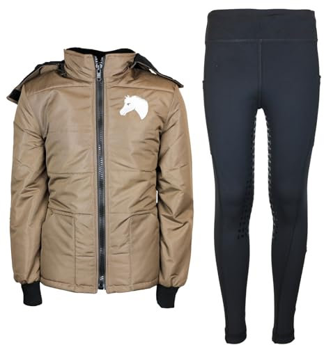 MS-Trachten Reitset Kinder Reitjacke Mia Braun mit Reitleggings Schwarz (122/128)