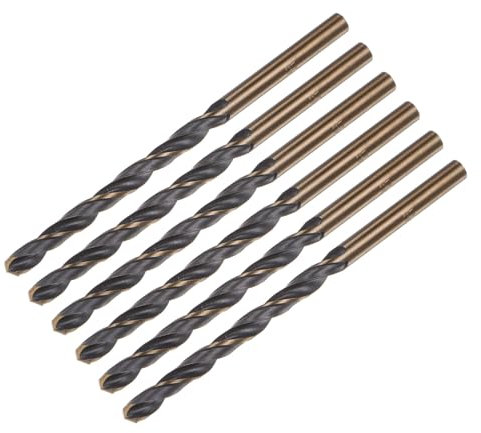 sourcing map 6pcs Jobber Drill Bits 4mm Black Nitride & Gold Titanium Coated 4341 High Speed Steel (HSS) 135 Degree Split Point Twist Drill Bits for Stainless Steel Metal Plastic Wood