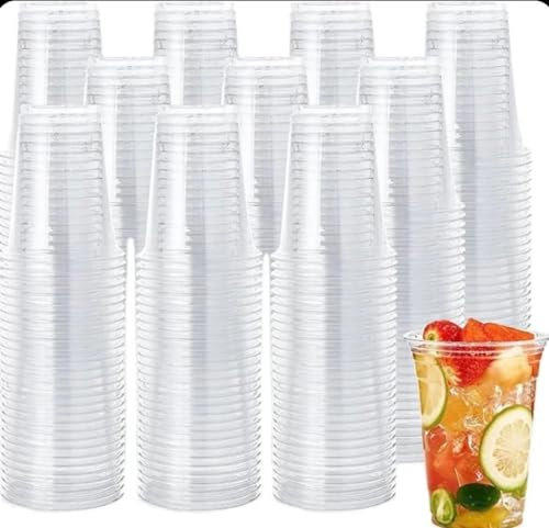 Ol gastro bedarf 50stk Trinkbecher 400ml 0,4l Bierbecher Plastikbecher Einwegbecher aus Kunststoff PET Transparent klar Ausschankbecher 95mm