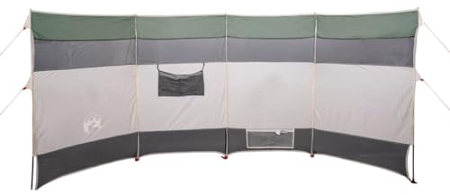 vidaXL Camping Windschutz, Sichtschutz mit Steckverbindungssystem, Sonnenschutz mit Netzfenster, Strandwindschutz, Grün 185T Polyester