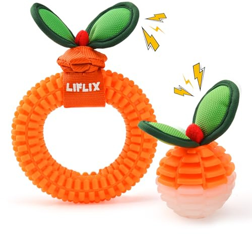 LIFLIX 2-Pack Durable Dog Teeth Cleaning Toys, Bite and Brush Dog Toys for Puppy Teething, TPU Dental Chew Toys for Small and Medium Breeds