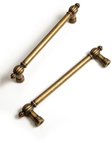 BEILEIOU Poignées d'armoires en laiton antique et alliage de zinc - 128 mm d'entraxe - Poignées de tiroirs classiques vintage, pour armoires de cuisine, armoires de salle de bain et tiroirs de commode