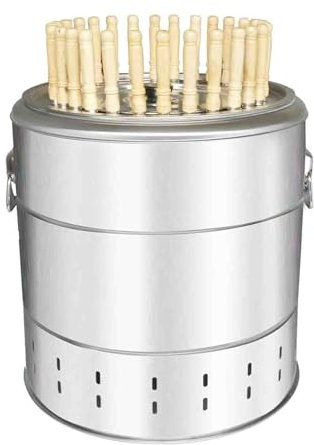 Barbecue portable sans fumée avec brochettes en acier inoxydable, baril à braiser au charbon de bois pour la cuisine en plein air