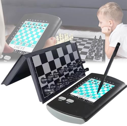 Juego de ajedrez electrónico portátil con computadora táctil inteligente, tablero plegable y piezas magnéticas para un solo jugador, ideal para principiantes y entusiastas