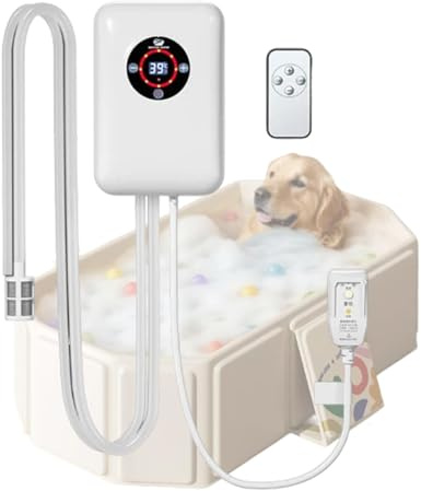 VCYEX Calentador Agua Electrico, Mantener La Temperatura Entre 16 Y 43 °C, para Piscina Perros, Perros Pequeños Y Medianos Piscina Plegable, Bañera InflableWhite,8.6 * 5.8 * 2.9 Inch
